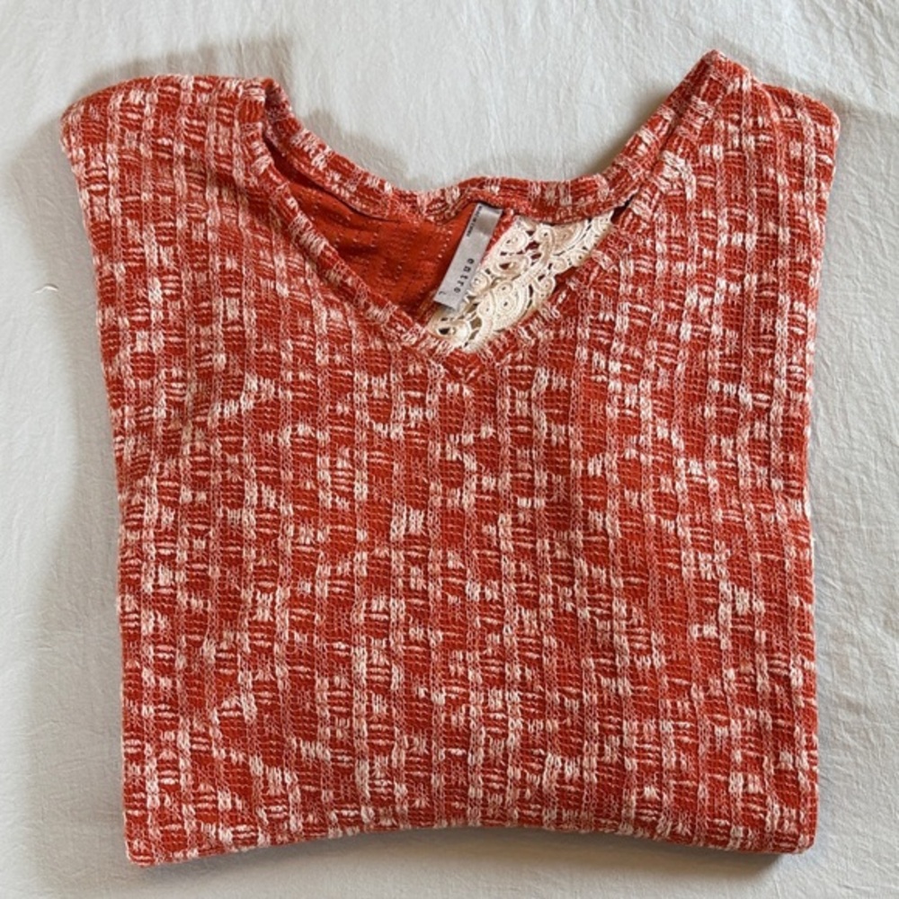 Entro Textured Orange and Cream Sweater - Picture 3 of 8